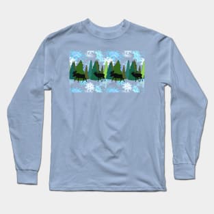 Elk and Moose Winter Holiday Long Sleeve T-Shirt